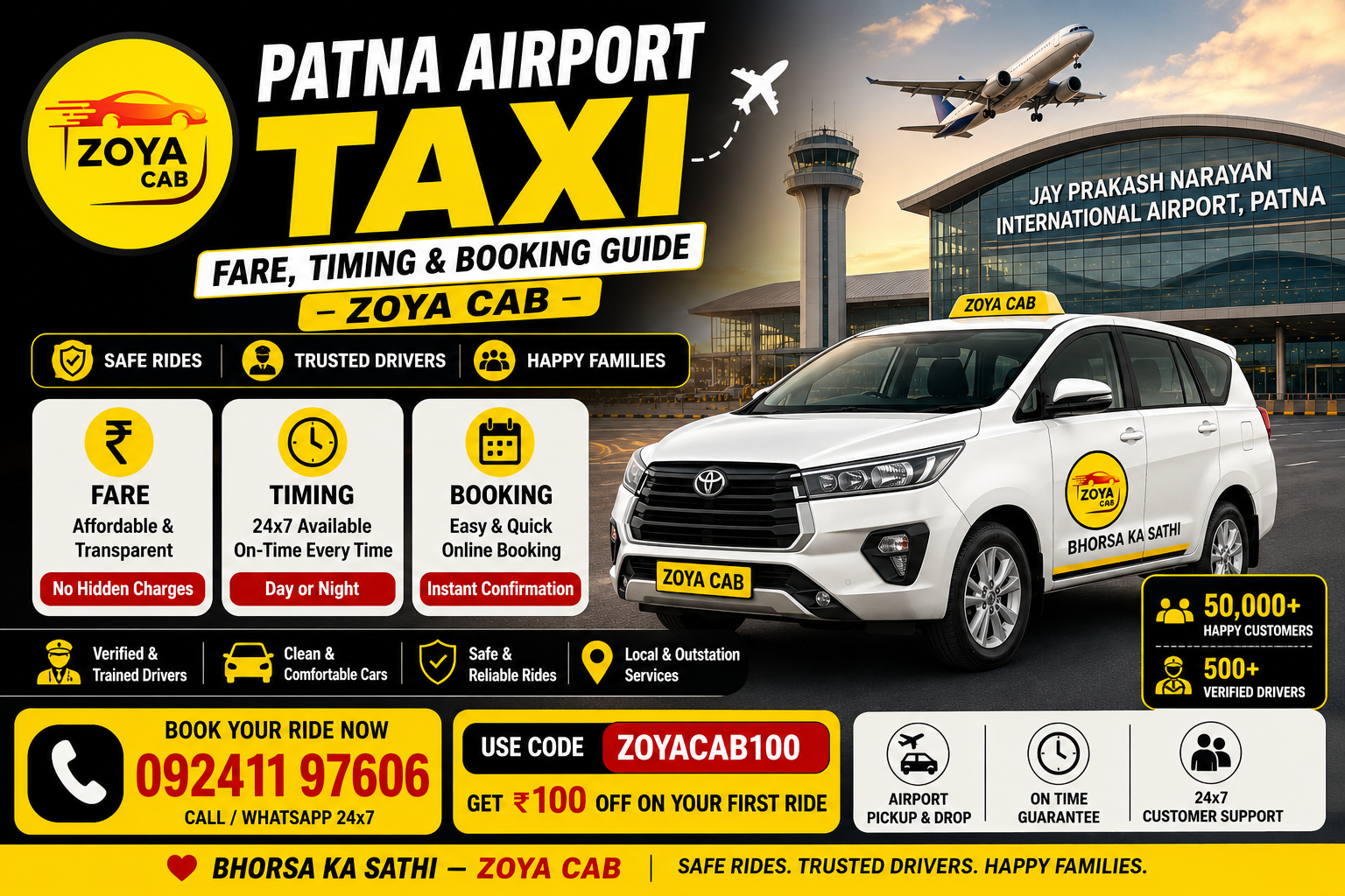 Patna Airport Taxi Service – Fare, Booking, Pickup & 24×7 Airport Transfer | Zoya Cab